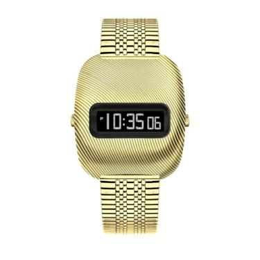 Imagem de Relógio masculino BENLY Ripple Time, retrô, vintage, 1970, LED, relógio de pulso multifuncional à prova d'água com alarme, cronômetro, contagem regressiva, duas vezes, pulseira de aço inoxidável