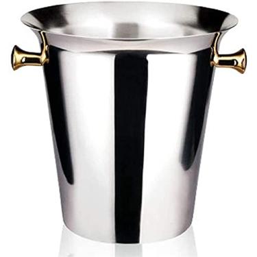 Imagem de Balde de gelo de aço inoxidável de parede dupla de champanhe prateado com isolamento de 5 litros em aço inoxidável