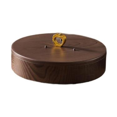 Imagem de predolo Bandeja redonda para aperitivos, com divisórias, ideal para servir doces, Grão de Madeira Preta