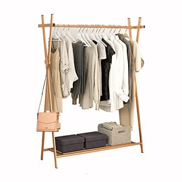 Imagem de Cabideiro de metal para roupas, organizador de armário, resistente, com prateleiras de armazenamento, suporte de roupas para quarto, sala de estar