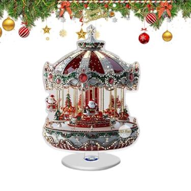 Imagem de Ornamento De Carrossel,Decoração De Natal Colecionável Tradicional Plana 2D - De Carrossel Para Festas | Para Decoração De Casa Janela Festival Festa E Loja De
