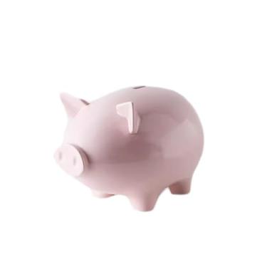 Imagem de ZABEES Cofrinho de porco de cerâmica grande capacidade cofrinho cofrinho pote de poupança de presente bonito presentes domésticos práticos para aniversário, Páscoa