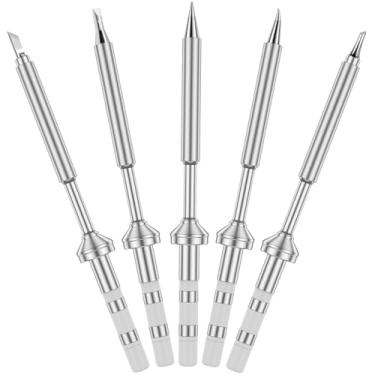 Imagem de Conjunto de pontas de ferro de solda de 5 peças para série TS100/TS101, pontas de substituição termostática de aquecimento rápido com modelos D24/J02/I/BC2/KU para reparo eletrônico de precisão e DIY