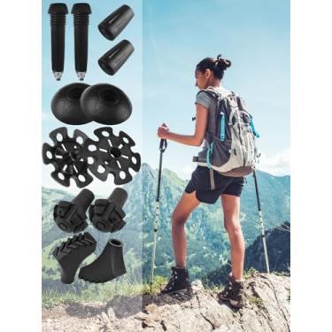 Imagem de Pontas de vara de caminhada, pés de substituição de borracha para bastões de caminhada, bastões de caminhada, 11 mm de diâmetro do orifício, tampas protetoras duráveis antiderrapantes (pacote com 12)