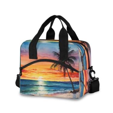 Imagem de GUIJI Beautiful Beaches, lancheira isolada, reutilizável, lancheira com alça de ombro, lancheira, para trabalho ao ar livre, mulheres, homens