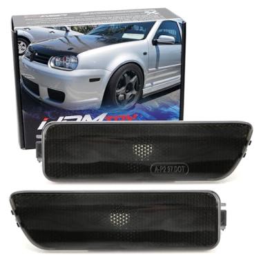 Imagem de iJDMTOY Lâmpadas marcadoras laterais para para-choques dianteiros com lentes fumê Euro compatíveis com Volkswagen: 1999-2005 MK4 Golf GTI R32 Rabbit Jetta, substitui lâmpadas laterais âmbar OEM