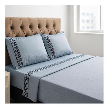 Imagem de Jogo Lençol Platinum Bordado Queen Size 4 Peças 200 Fios Kit Cama Completo Qualidade(Modelo - 4)