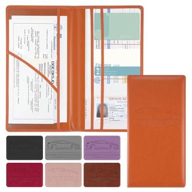 Imagem de JUSTTOP 1 pacote com suporte para registro de carro e seguro, porta-documentos de carro para cartões com fecho magnético, porta-luvas de veículo, organizador de carro para documentos, cartões, licença