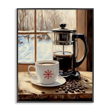 Imagem de Stupell Industries "Winter French Press Coffee", arte giclée emoldurada, preta, 28 x 35 cm