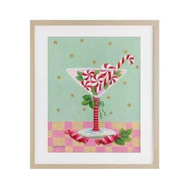 Imagem de Stupell Industries 'Festive Peppermint Martini', Impressão emoldurada sob vidro, marrom, 13 x 16