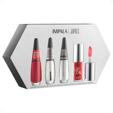 Imagem de Kit Impala Ju Paes Virando O Jogo Xeque-mate: Esmalte Cremoso, Verniz Gloss, Sérum e Lip Oil