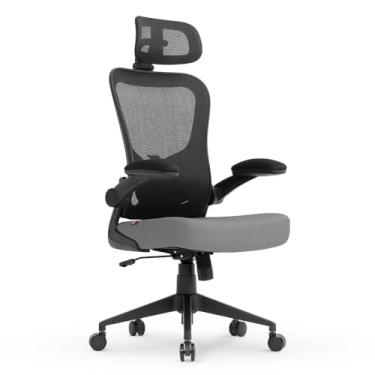 Imagem de Cadeira de Escritório Ergonômica, DT3 Vita com apoio de cabeça 3D, Apoio Lombar Ajustável, Mesh Spandex Respirável + Tecido Softex Espuma Injetada, Certificada NR-17, Cadeira Giratória (Grey)