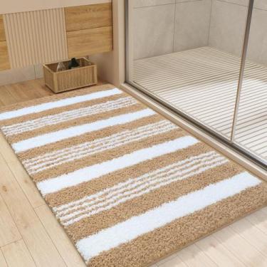 Imagem de Tapete de banho LOCHAS 60x90cm Antiderrapante Absorvente Lavável Bege