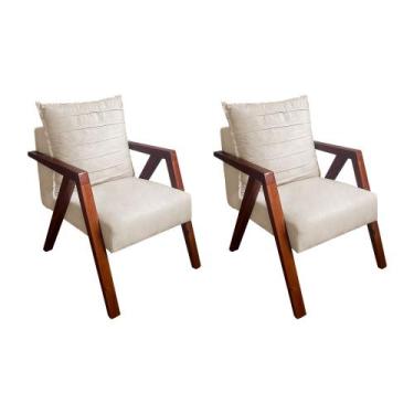 Imagem de Kit 2 Poltronas Monalisa Decorativa Mona Pés de Madeira Maciça Suede B