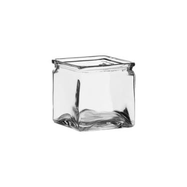 Imagem de WGVI Vasos de vidro de cubo clássico transparente de 10 cm para buquês de flores, centro de mesa ou grande arranjo floral, decoração de casa, evento de casamento, mesa, 1 peça