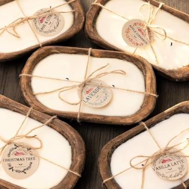 Imagem de Red Barn Candle Company Velas de tigela de massa de madeira | Cera de soja 100% natural e infundido com óleo essencial | Eliminação de odor + seguro para animais de estimação | Presentes de vela