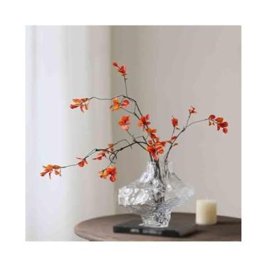 Imagem de VHDY85KA Decoração de vaso de vidro simulação folha de bordo arranjo de flores falsas decoração de mesa casa de fazenda