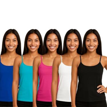Imagem de Kit 5 Blusas Regata Feminina de Alcinha Lisa-Feminino