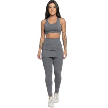 Imagem de Calça Legging Com Saia Serra e Mar Modas Academia Tapa Bumbum Treino Suplex Moda Fitness Musculação-Feminino