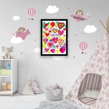 Imagem de Quadro Decorativo Coração Multicoloridos