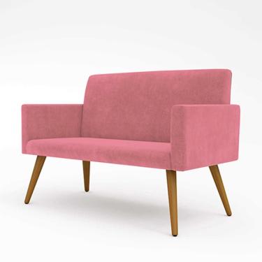 Imagem de Kit Namoradeira E 2 Poltronas Nina Para Sala De Estar Suede Rosa Balaqui Decor