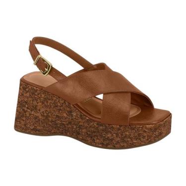 Imagem de Sandália Plataforma Feminina Tira Cruzada Anabela Cortiça Vizzano Came