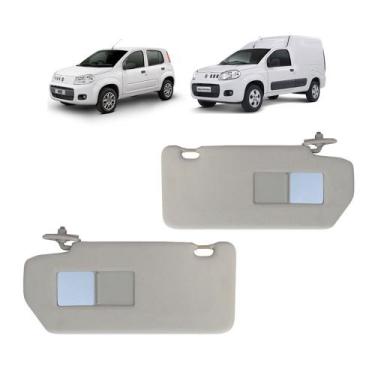 Imagem de Par Quebra Sol Cinza Claro Com Espelho Fiat Uno e Fiorino Newtec NT100