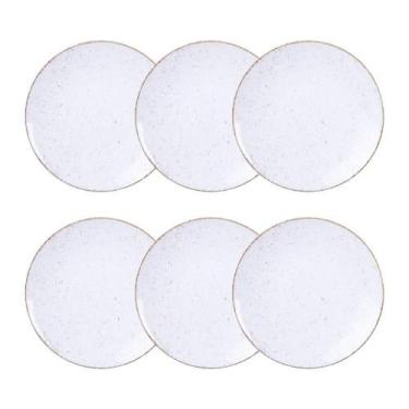 Imagem de Jogo De Pratos Sobremesa Rústico 6 Peças 21 Cm Porcelana Decorada Tram