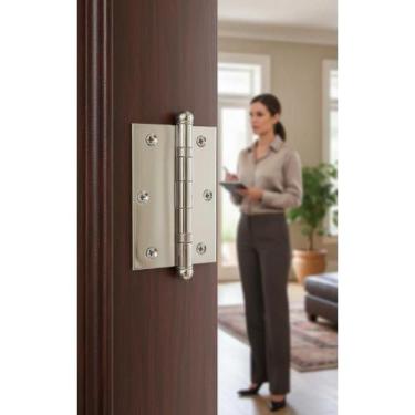 Imagem de Dobradiça Aço Carbono Cromado 3 Peças P/ Portas 30kg - Congratulations