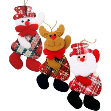 Imagem de Kit Pendente Natalino Pendentes Natalinos 18CM com Boneco de Neve e Rena Branco Outras...