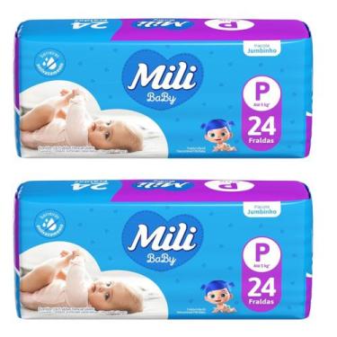 Imagem de Kit C2 Fralda Infantil Jumbinho P C/24 - Mili