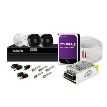 Imagem de Kit 2 Câmeras de Segurança Infra Intelbras VHL 1120 B + DVR MHDX 1204 