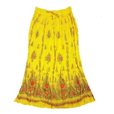 Imagem de Saia Indiana Cigana de Lantejoula - Azul Escuro GG - Neha, G, Amarelo