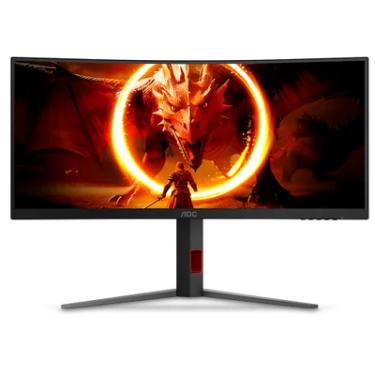 Imagem de Monitor Gamer Curvo Agon Quad 34 Aoc Wqhd, 180hz, 0.5ms, Com 2.500.000:1 De Contraste - U34g4c/57 - Bivolt