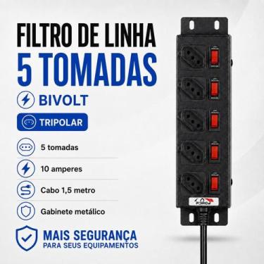 Imagem de Régua Filtro de Linha Resistente DPS proteção contra surtos elétricos 