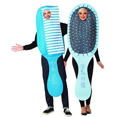 Imagem de Rasta Imposta Conjunto de fantasia de Halloween para casais pente e escova, tamanho único adulto