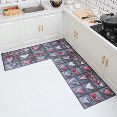 Imagem de Tapete de cozinha Tapetes de conforto 2 peças de couro à prova d'água à prova de óleo conjunto de tapetes antiderrapantes tapete acolchoado antifadiga 60 x 88 cm + 60 x 180 cm