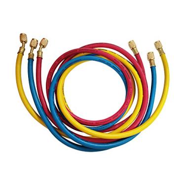 Imagem de Wisepick Tubo de mangueiras de carregamento CA para R134a R404a R12 R22 Refrigerante de ar condicionado Mangueira de rosca de 1/4" 5 pés.