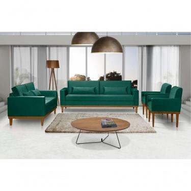 Imagem de Sofá Living 3 E 2 Lug. 2,20/1,58Mts + 02 Poltronas Verde
