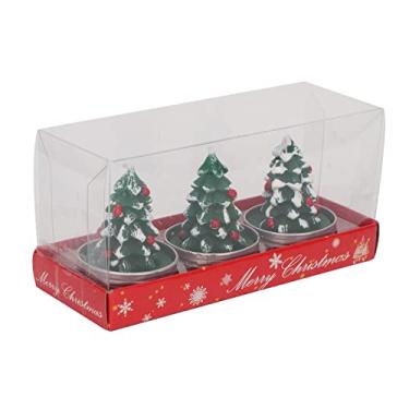 Imagem de 3 Peças de Velas de árvore de Natal, Velas Brancas Tealight, Velas Perfumadas Decorativas de Papai Noel para Decoração de Casa de Natal, Velas de Férias