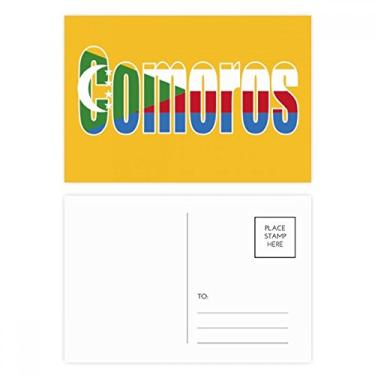 Imagem de Conjunto de cartão postal com nome da bandeira do país Comoros, cartão de felicitações de aniversário