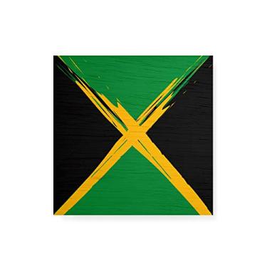 Imagem de Arte Maníacos Quadro Decorativo em Madeira Bandeira Jamaica - 30x30cm