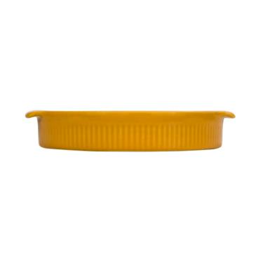 Imagem de Travessa redonda em porcelana, modelo assar ou servir, Funda, refratária, Ø 21 cm, 1000 ml, Germer, Amarelo