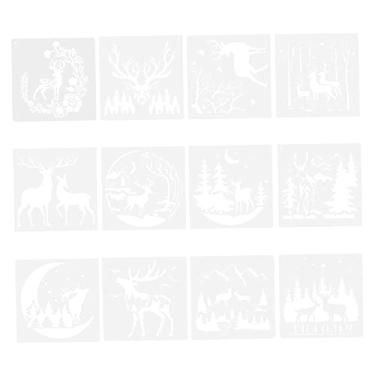 Imagem de COHEALI 12 Unidades Suprimentos Para Desenho Em Estêncil Deer Painting Stencils Animal Stencils Modelos De Estênceis De Natal Estênceis De Pintura Plástico Material De Desenho Escavar