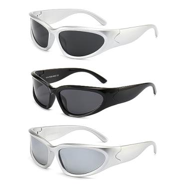 Imagem de SOAR&EAGLE Y2K 3Pack Polarized sunglasses Men's sunglasses Women's sunglasses Fashion Sport Shades Sun Glasses（Silver framed gray flakes, silver framed mercury flakes, black framed gray flakes）…