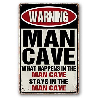 Imagem de Decoração de caverna masculina e acessórios placas de garagem de metal engraçadas para homens placa de Mancave Bar decoração de parede de cerveja What Happens In The Man Cave Stay In The Man Cave Presentes personalizados