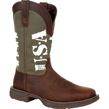 Imagem de Bota western Durango Rebel Army Green USA estampada, Brown and Army Green, 10