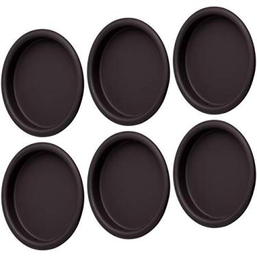 Imagem de Pacote com 6 puxadores de dedo para porta de armário, alça de entrada de bronze polida a óleo, fácil encaixe, bojo circular, puxador de porta embutido, perfeito para porta de bolso, painel deslizante por passagem, portas de armário e suporte de TV