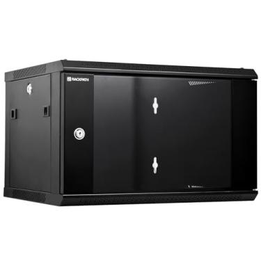 Imagem de RackPath Gabinete de rede para armário de servidor, 6U Performance, ventilador de refrigeração silencioso, porta de vidro com trava, preto