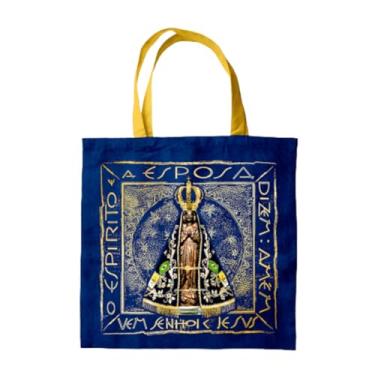 Imagem de Bolsa Sacola Ecobag Tecido Oxford Com Entretela Estampa Sublimada Nossa Senhora Aparecida Azul Marinho